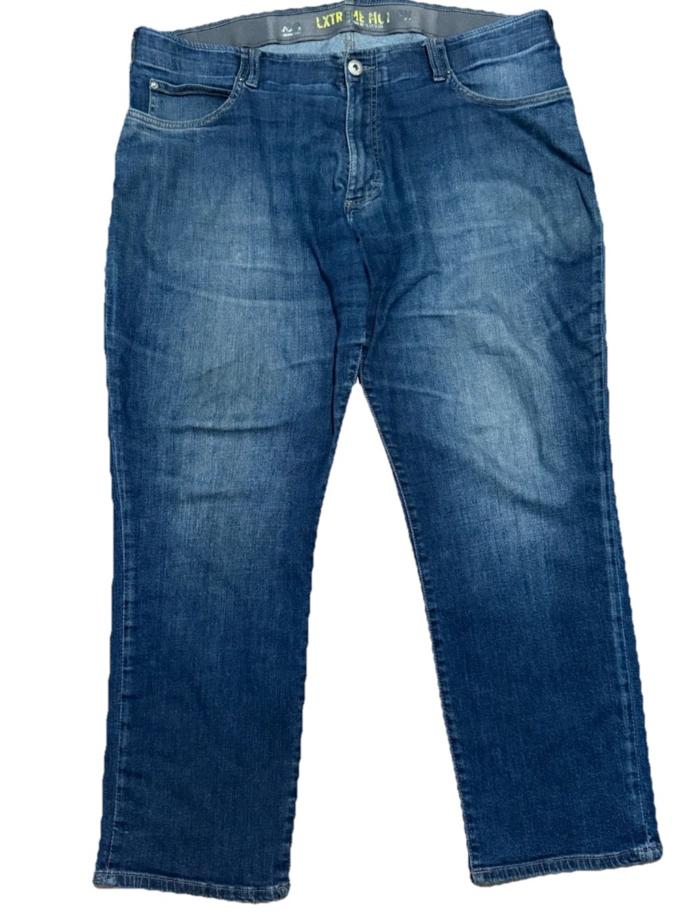 Lee Extreme Motion Straight Fit Tapered Leg Denim Jeans 44 X 30 Whiskered Blue